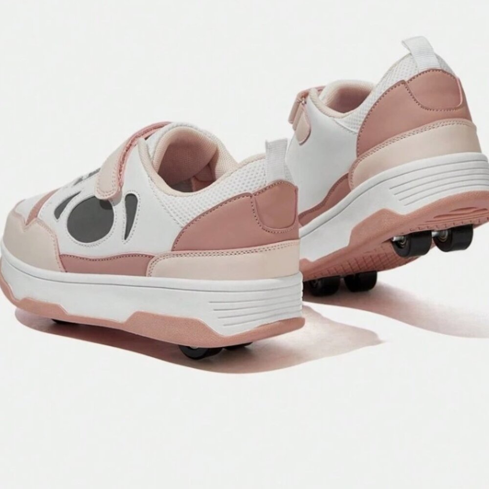 JNSQ Fashion 4-Wheel Roller Skates Shoes, Removable Lightweight Sneakers size 5